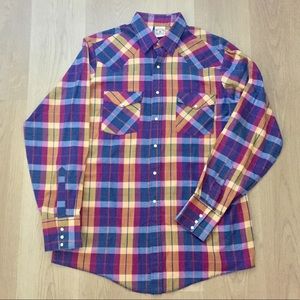 GUC Western Frontier Pearl Snap Plaid Shirt, Sz L